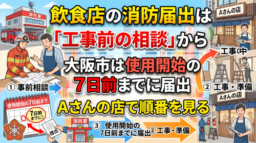 「飲食店の消防届出」大阪市は工事前に相談、開始7日前に届出の画像