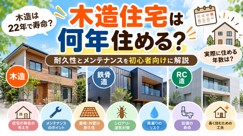 木造住宅は何年住める？鉄骨・RCとの違いと耐久性・メンテナンスを初心者向けに解説の画像