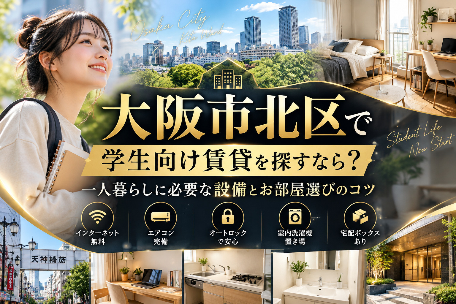 大阪市北区で学生向け賃貸を探すなら?一人暮らしに必要な設備とお部屋選びのコツの画像