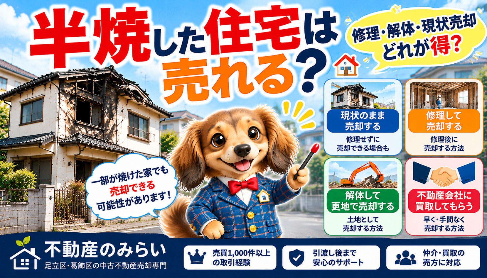 半焼した住宅の売却方法と注意点｜修理・解体・現状売却はどれが得？【足立区・葛飾区】の画像
