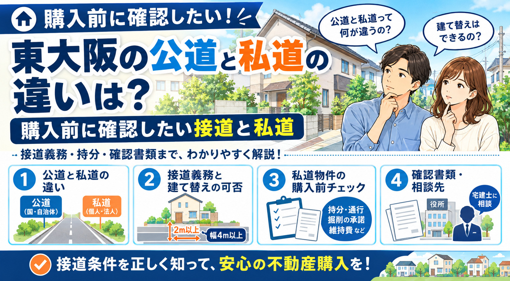 東大阪の公道と私道の違いは?購入前に確認したい接道と私道の画像
