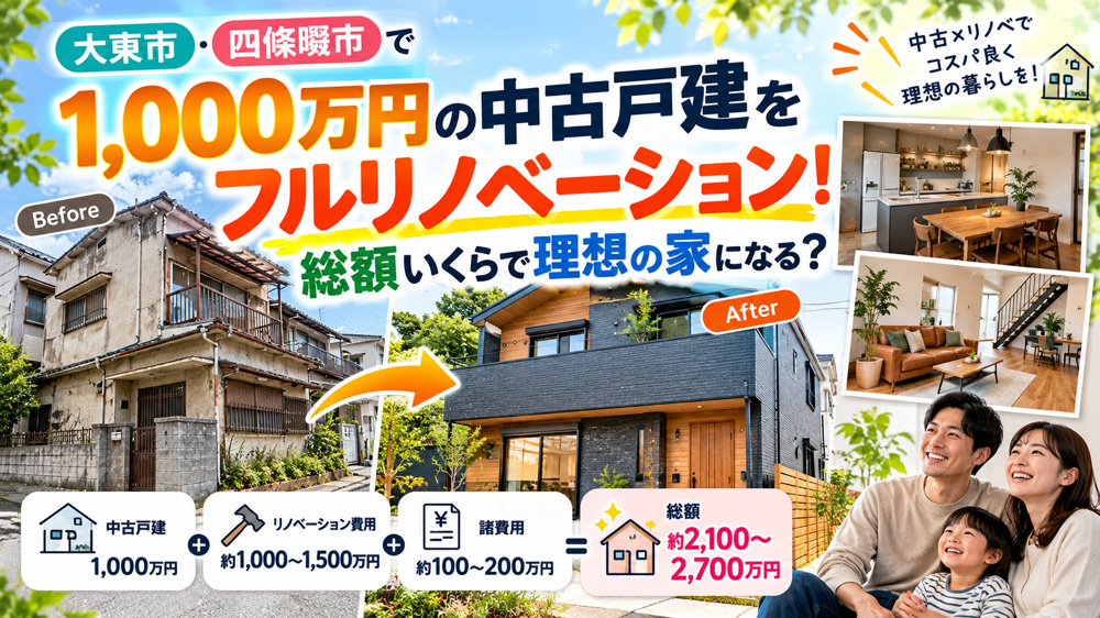 【1,000万円の中古戸建をフルリノベーション】大東市・四條畷市での総額費用と理想のマイホーム計画の画像