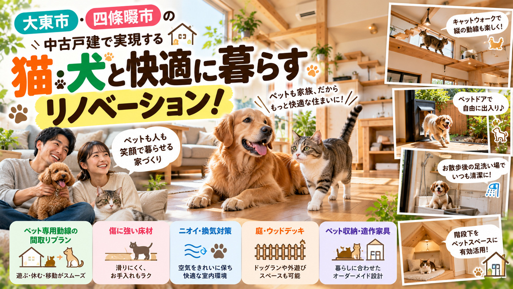 猫・犬と快適に暮らすリノベーション！大東市・四條畷市の中古戸建で実現するペット専用動線の画像