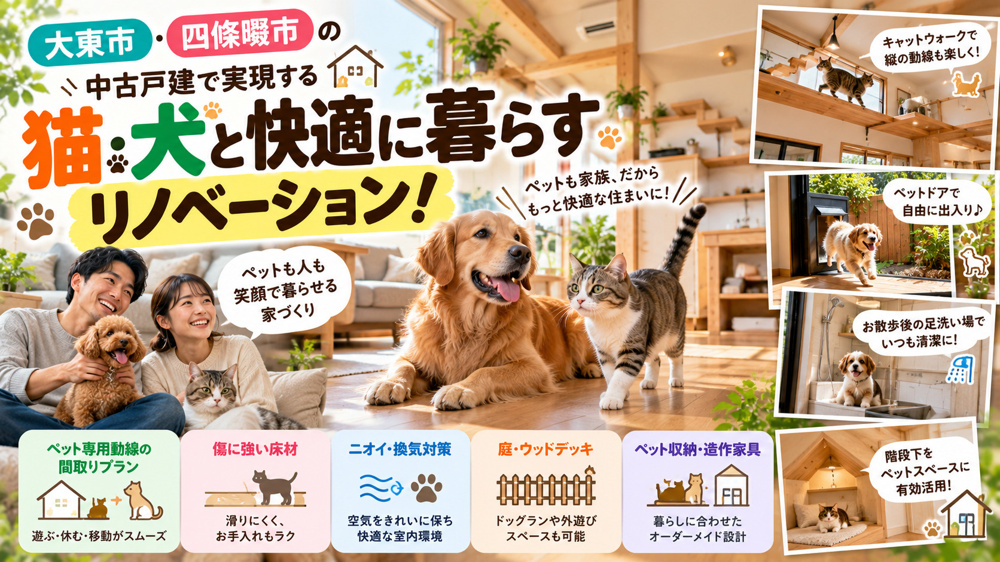 猫・犬と快適に暮らすリノベーション！大東市・四條畷市の中古戸建で実現するペット専用動線の画像