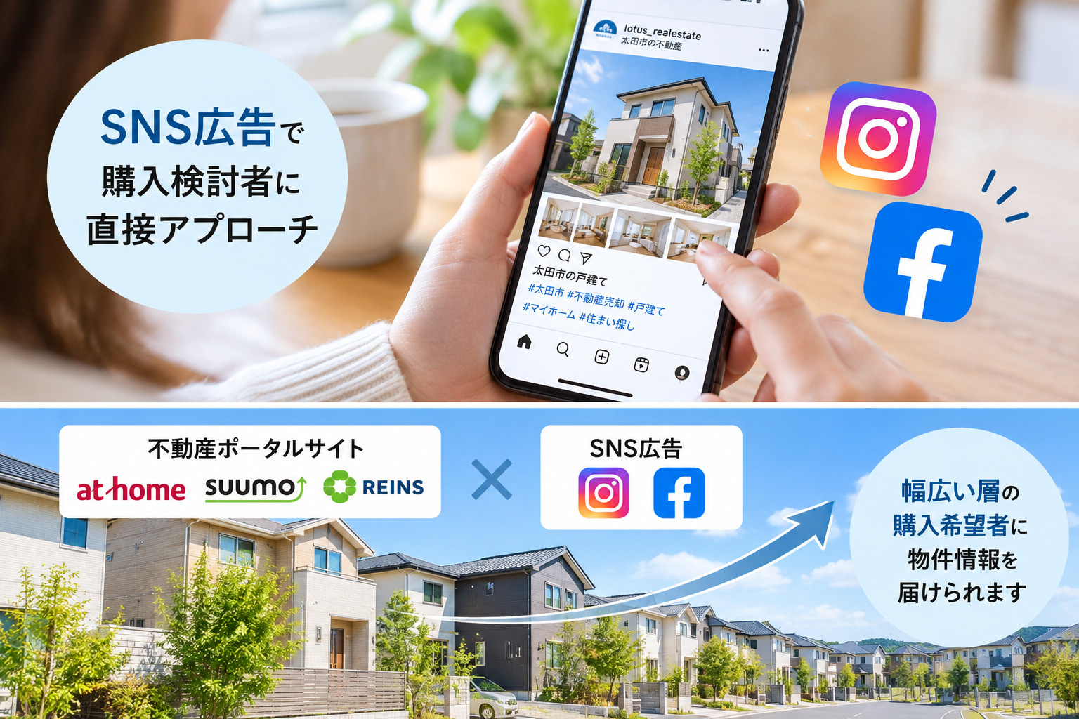 太田市の不動産売却でポータルサイトとSNS広告を組み合わせるロウタスの販売戦略