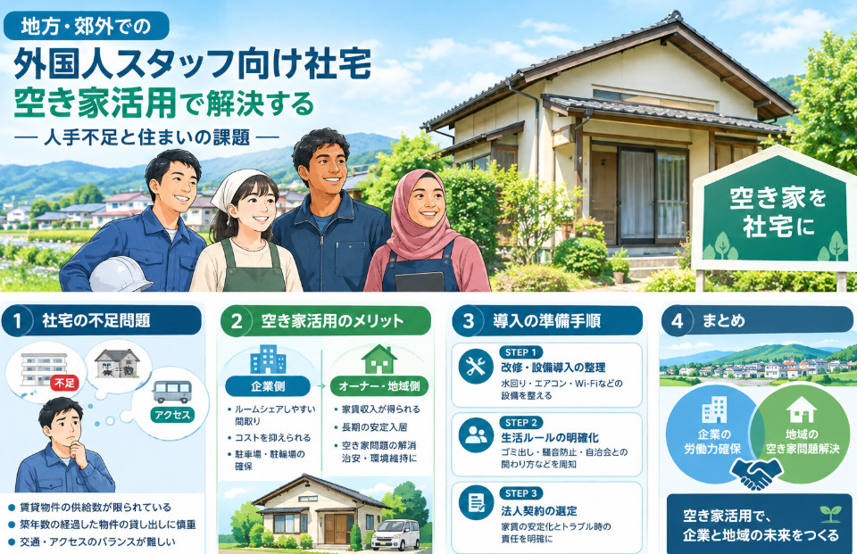 【ケーススタディ】地方都市・郊外における外国人労働者向け賃貸確保と空き家活用の実例の画像