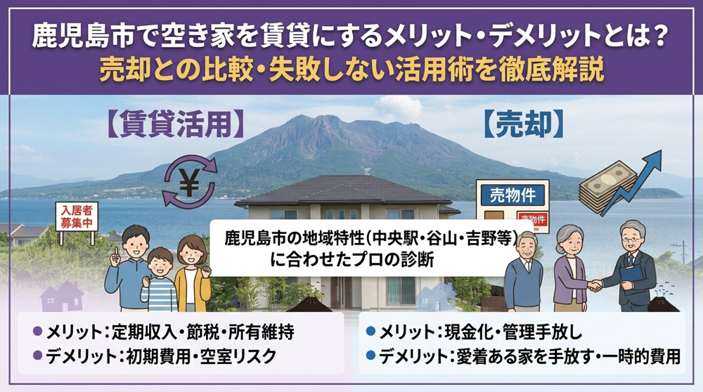 鹿児島市で空き家を賃貸にするメリット・デメリットとは？売却との比較・失敗しない活用術を徹底解説の画像
