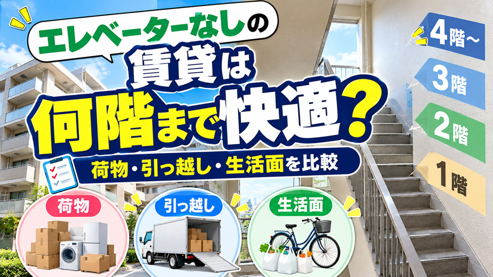 エレベーターなしの賃貸は何階まで快適？階数別に荷物・引っ越し・生活面を比較の画像