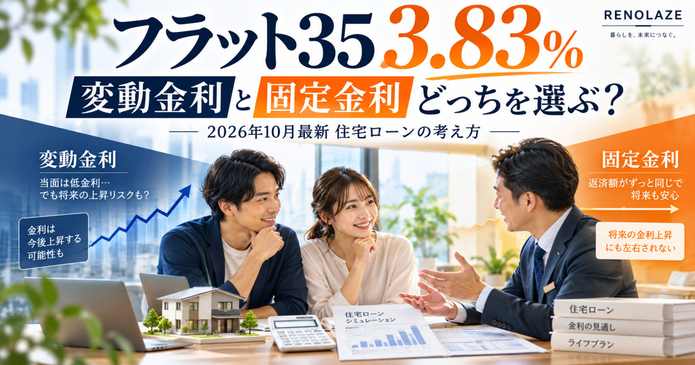 フラット35が3.83％に！固定金利と変動金利はどっちが得？【2026年10月】の画像