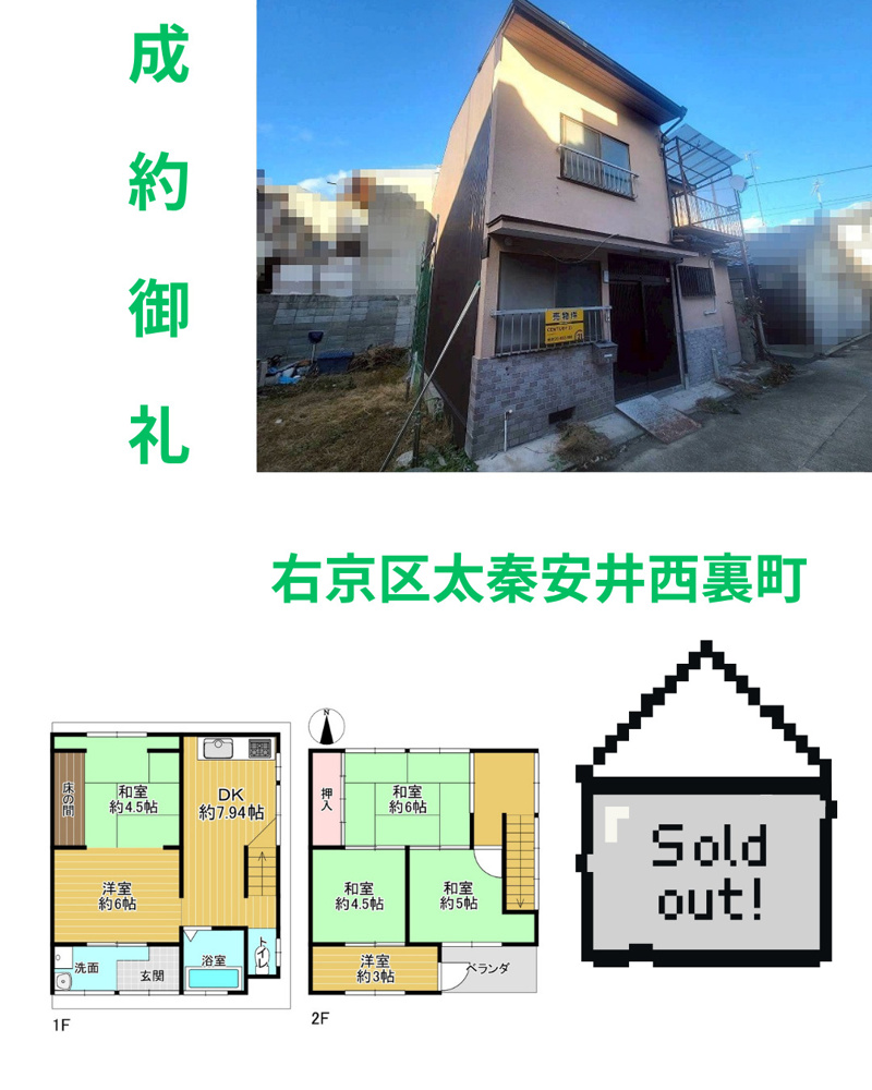 売却実績：右京区太秦安井西裏町の画像