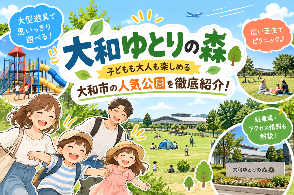 大和市の人気公園「大和ゆとりの森」を紹介！大型遊具や芝生広場、駐車場、子連れでのお出かけ情報を地元の不動産屋T-NEXTが解説。の画像