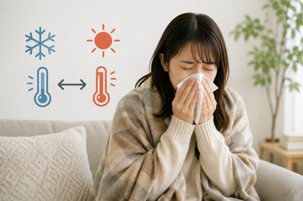 寒暖差アレルギーとは？秋冬のくしゃみ・鼻水の原因と今日からできる対策の画像