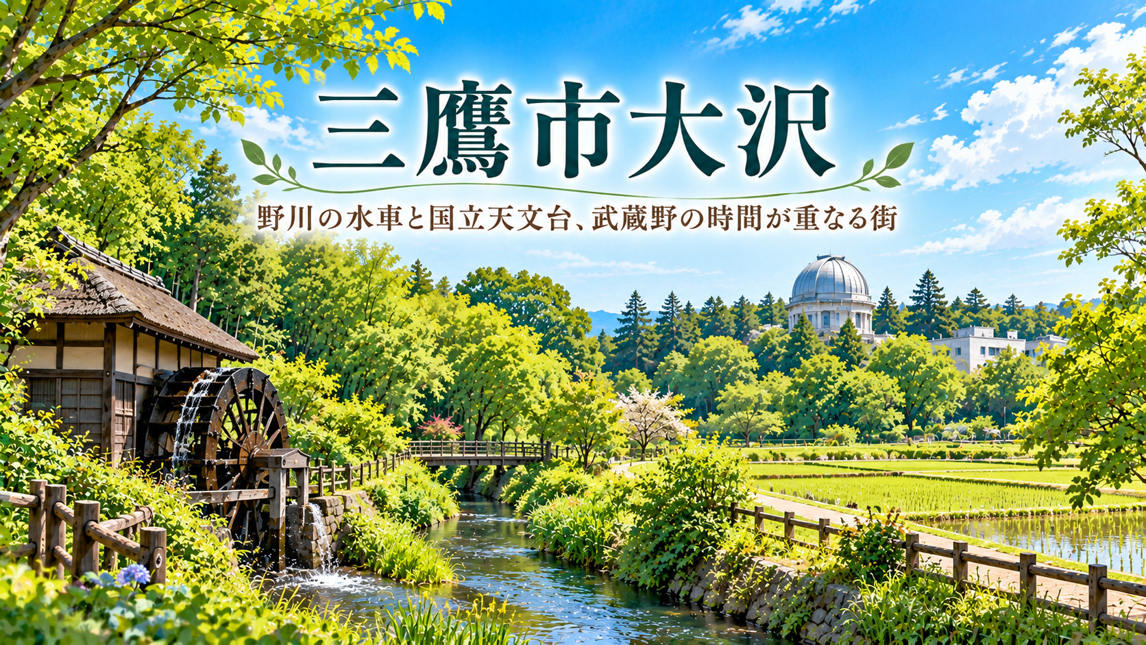三鷹市大沢｜野川の水車と国立天文台、武蔵野の時間が重なる街の画像