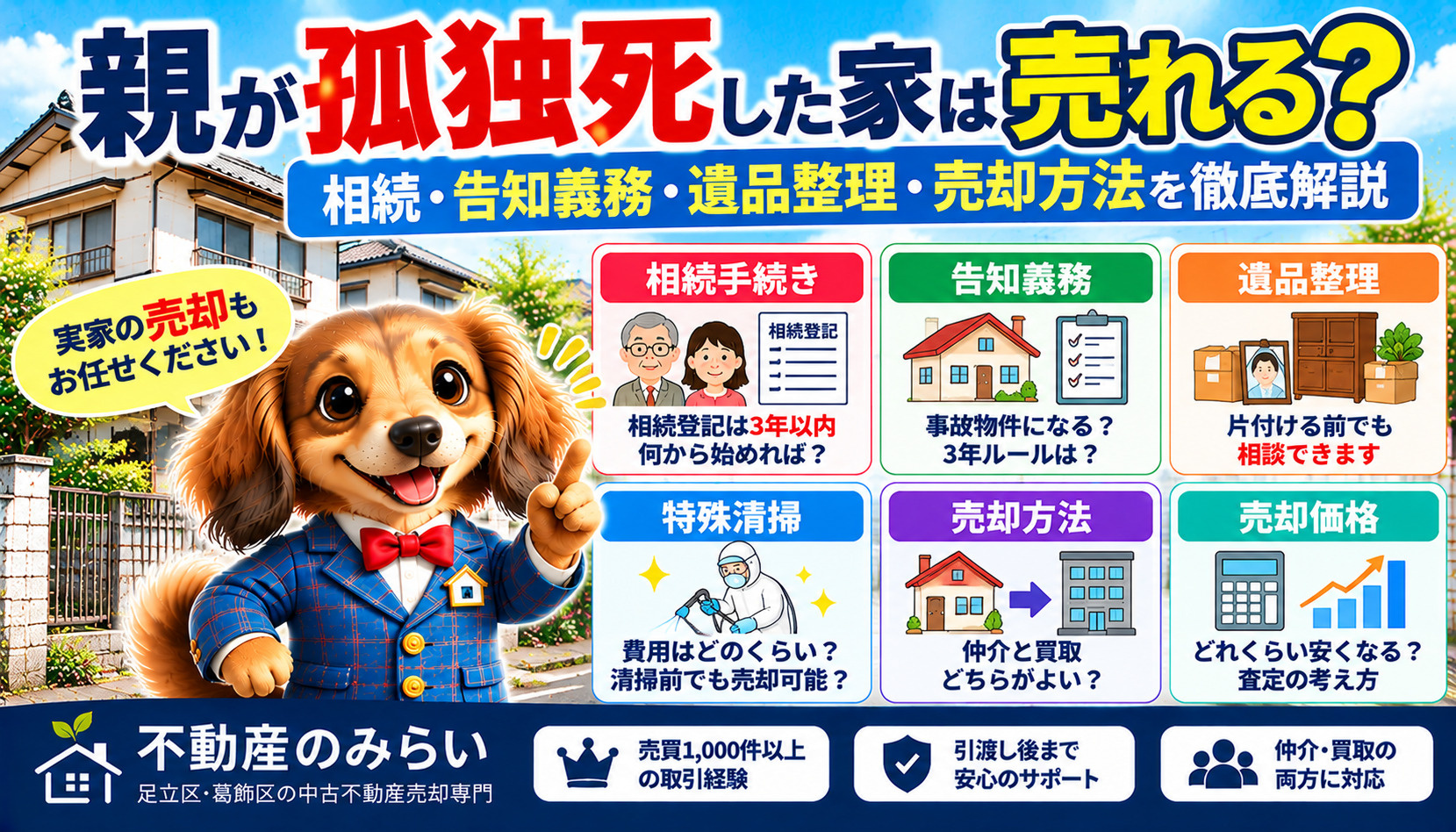 親が孤独死した家は売れる？相続・告知義務・遺品整理・売却方法を徹底解説【足立区・葛飾区】の画像