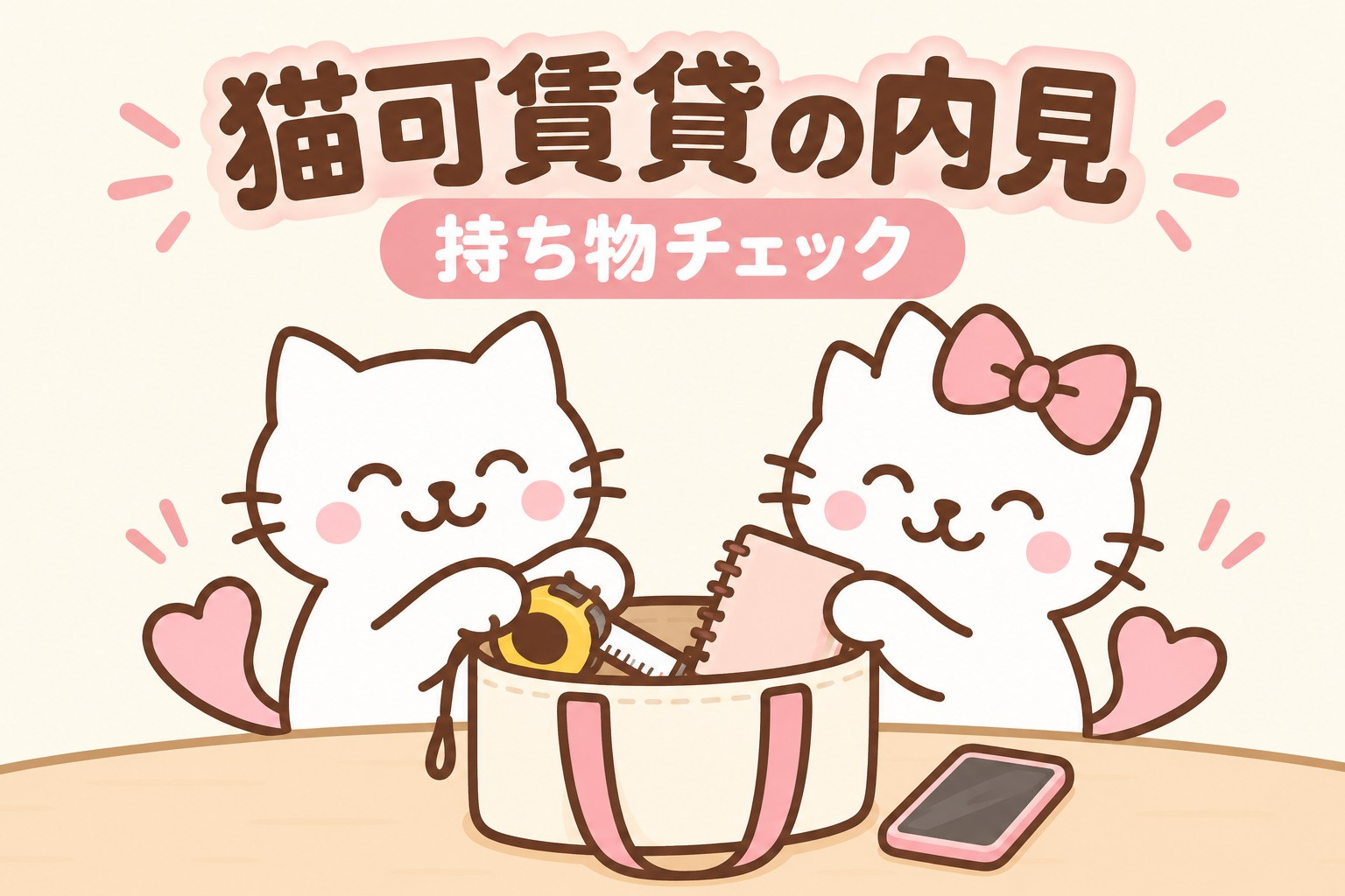 猫可賃貸の内見に必要な持ち物｜猫用品の寸法メモと準備チェックリストの画像