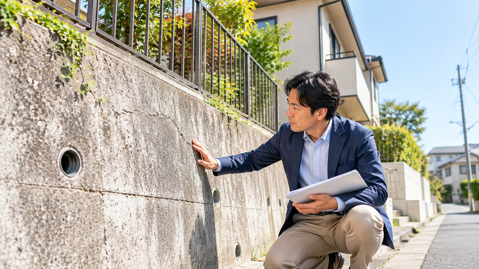 擁壁のある中古戸建ては購入して大丈夫？ひび割れ・補修費用・建て替え前の確認点の画像