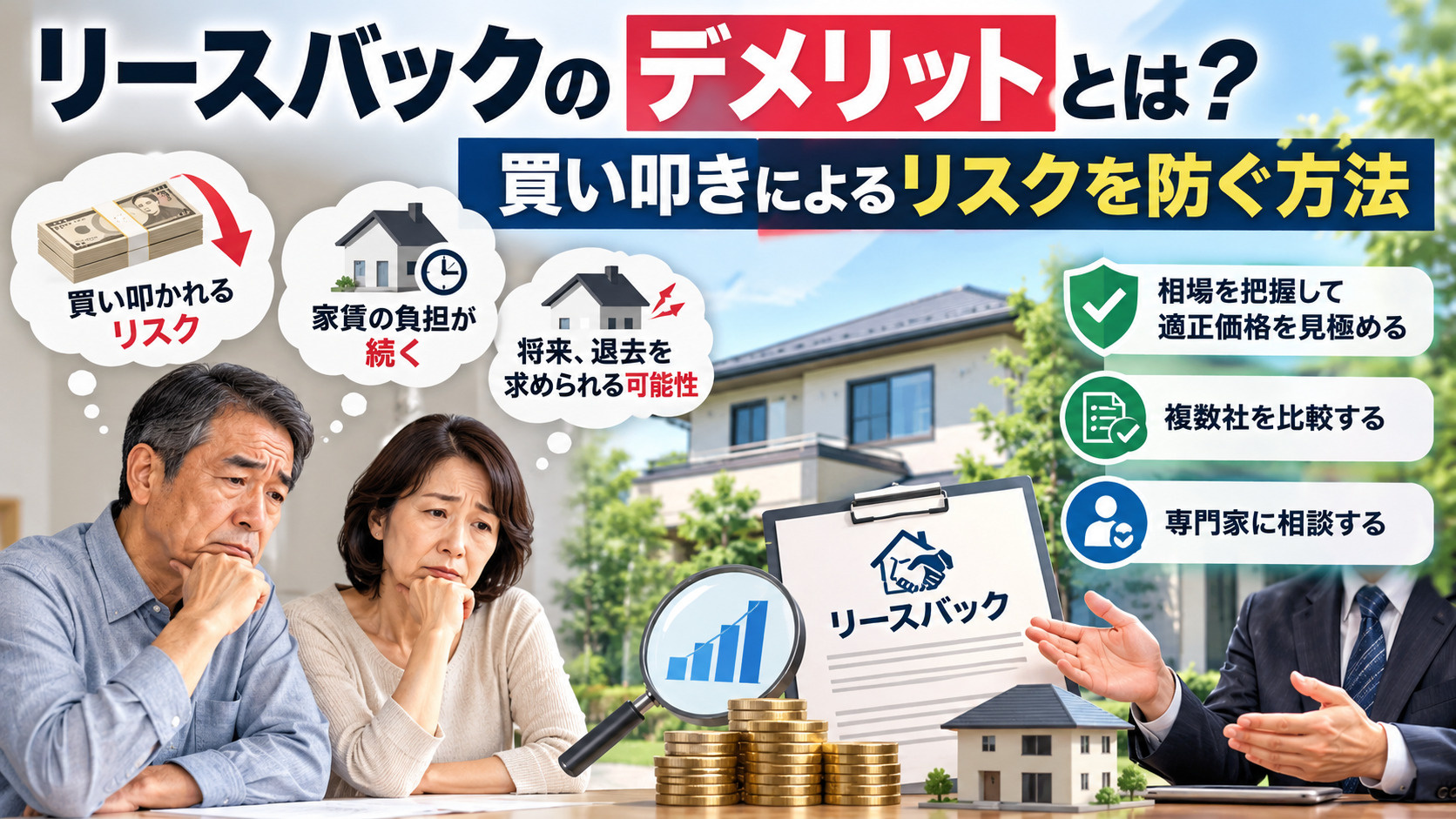 リースバックのデメリットとは？買い叩きによるリスクを防ぐ方法の画像