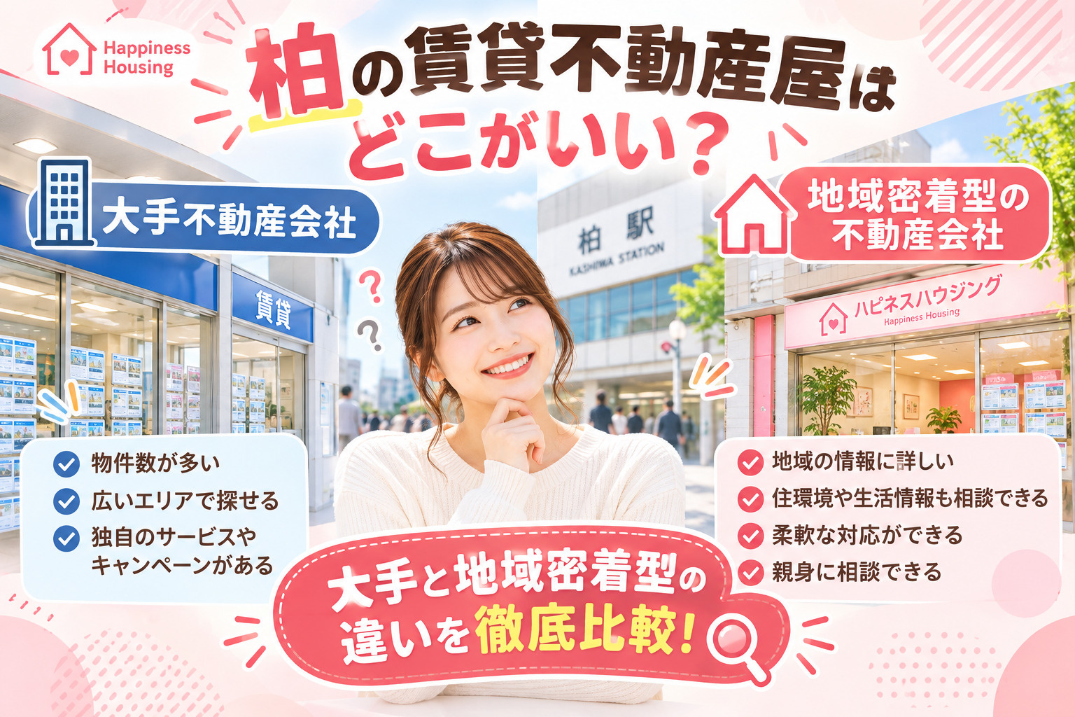 柏の賃貸不動産屋はどこがいい？大手と地域密着型の違いを徹底比較！の画像