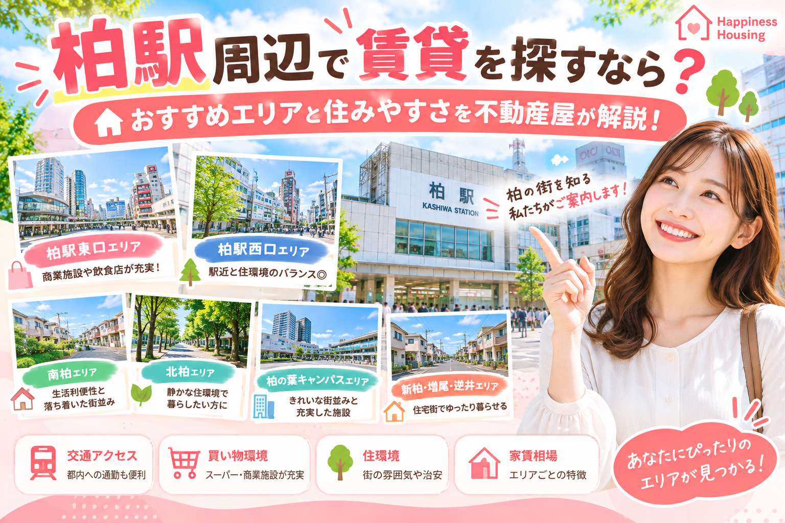柏駅周辺で賃貸を探すなら？おすすめエリアと住みやすさを不動産屋が解説！の画像