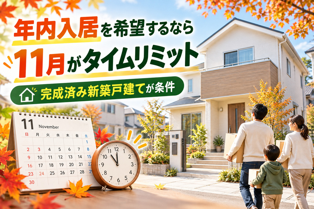 年内入居を希望するなら11月がタイムリミット！ 完成済みの新築戸建てを11月中に契約の画像