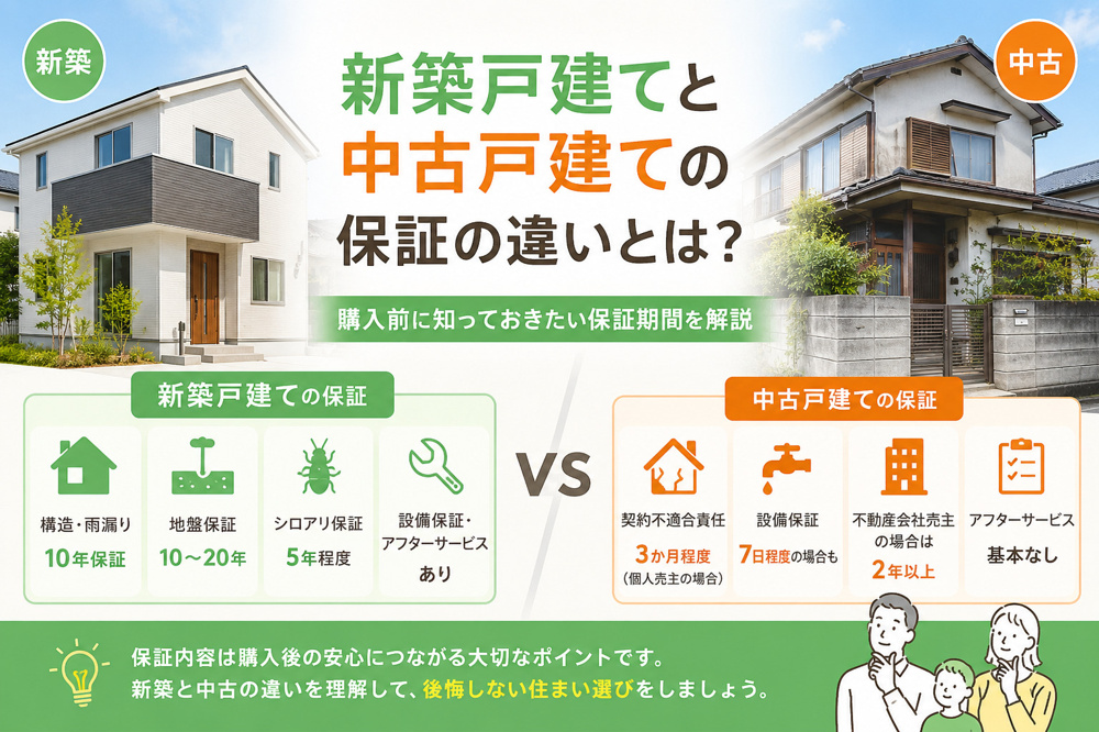 新築戸建てと中古戸建ての保証の違いとは？購入前に知っておきたい保証期間を解説の画像
