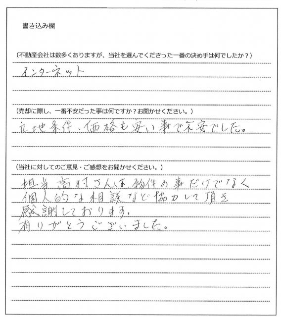 野上 佐江様(仮名)【売却】の画像