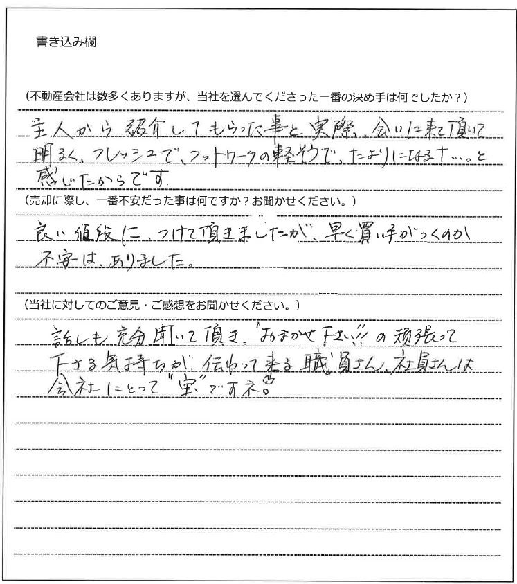 吉賀 奈美枝様(仮名)【売却】の画像