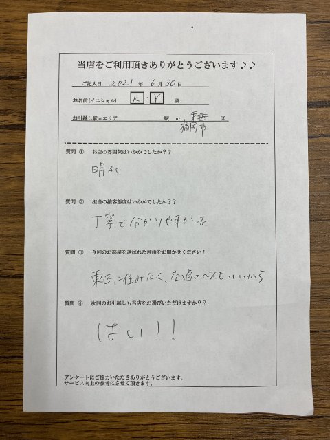 K・Y様　東区へお引越し♪♪の画像