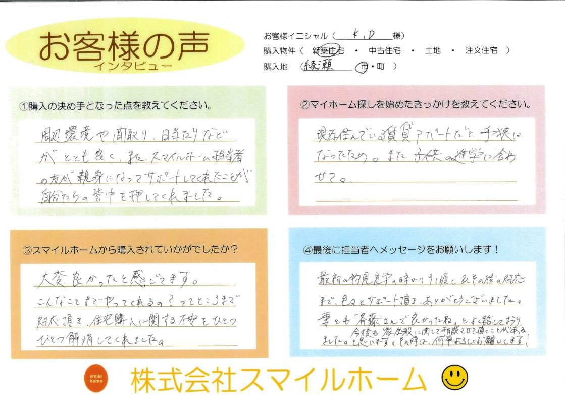 綾瀬市【新築戸建】K.D様の画像