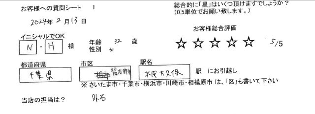 レインボーホーム松戸店　N・H様　32歳　女性の画像