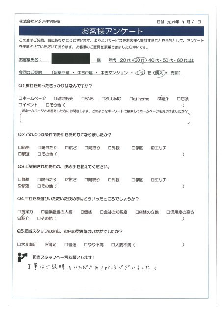 ご成約 川越市内の土地をご購入の H様の画像