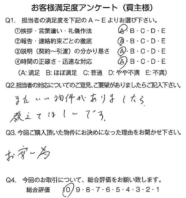 物件をご購入頂きました：S様 の画像