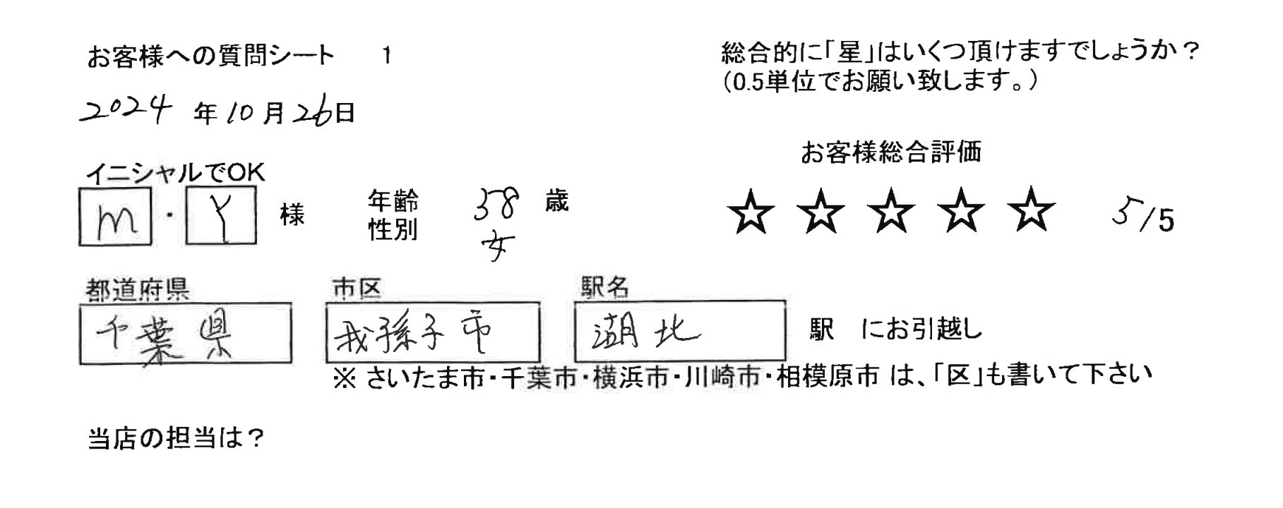 レインボーホーム松戸店 M・Y様 58歳 女性の画像