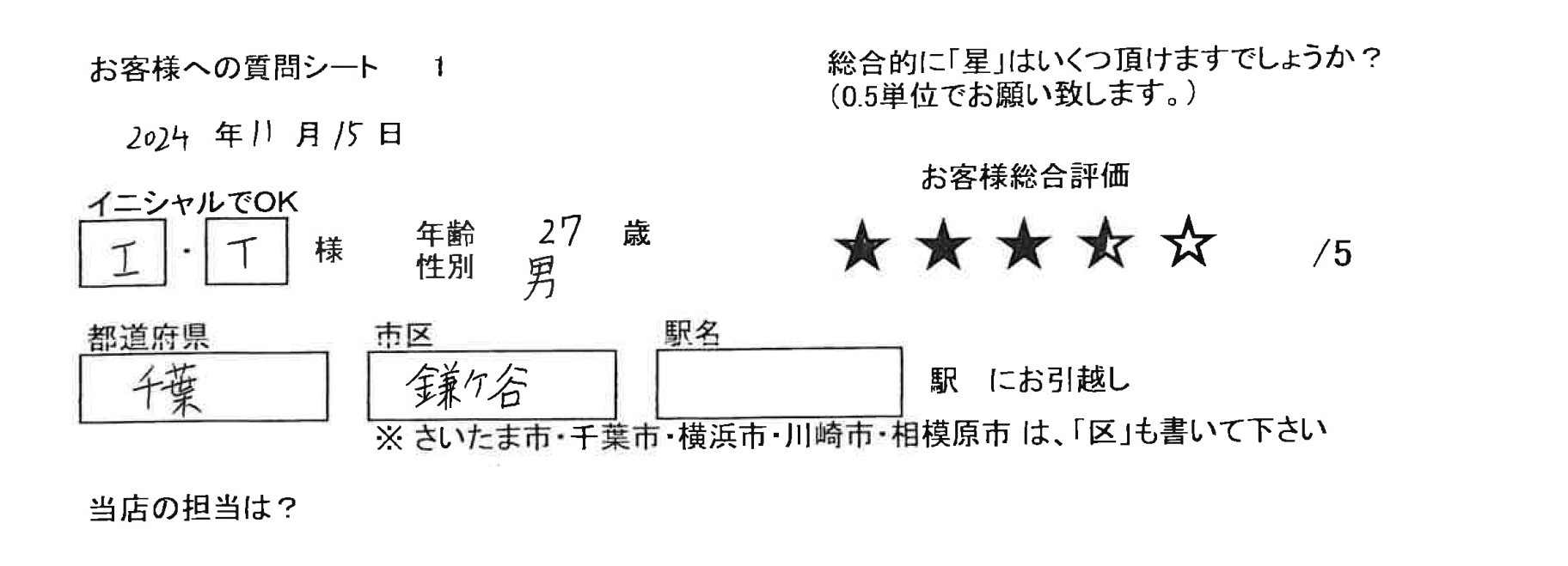 レインボーホーム柏店 I・T様 27歳 男性の画像
