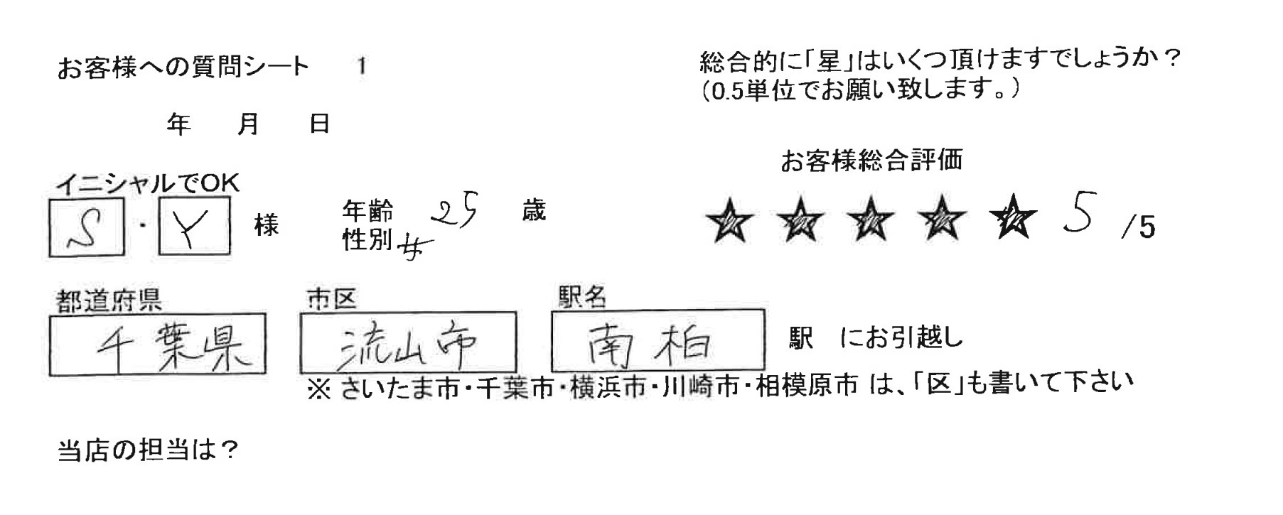 レインボーホーム柏店 S・Y様 25歳 女性の画像