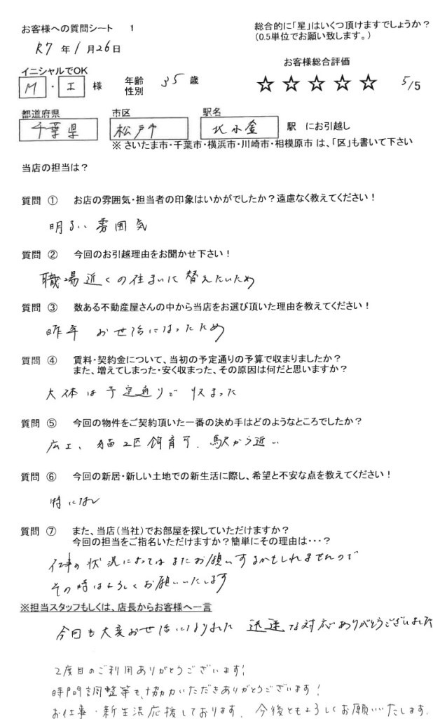レインボーホーム柏店 M・I様 35歳 女性の画像