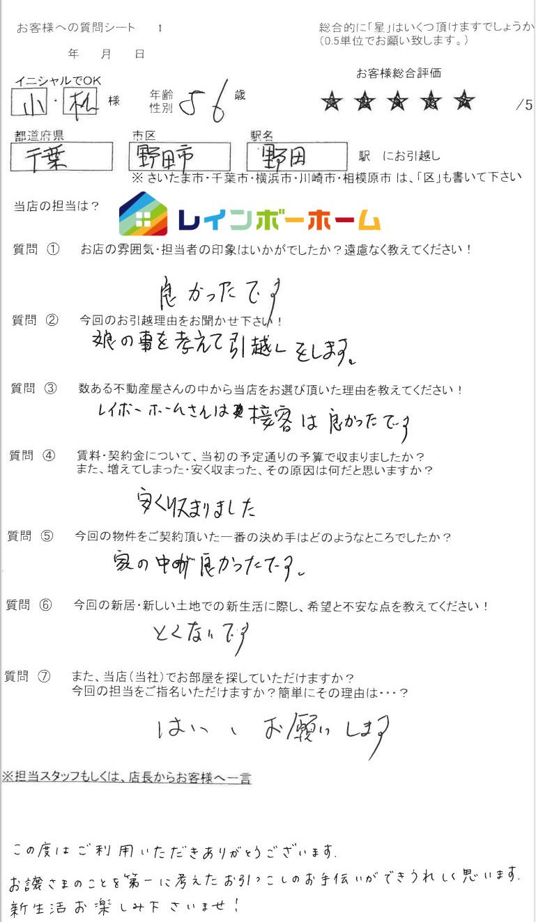 レインボーホーム柏店 小・松様 56歳 男性の画像