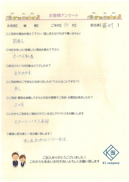 【ご売却】　M様の画像