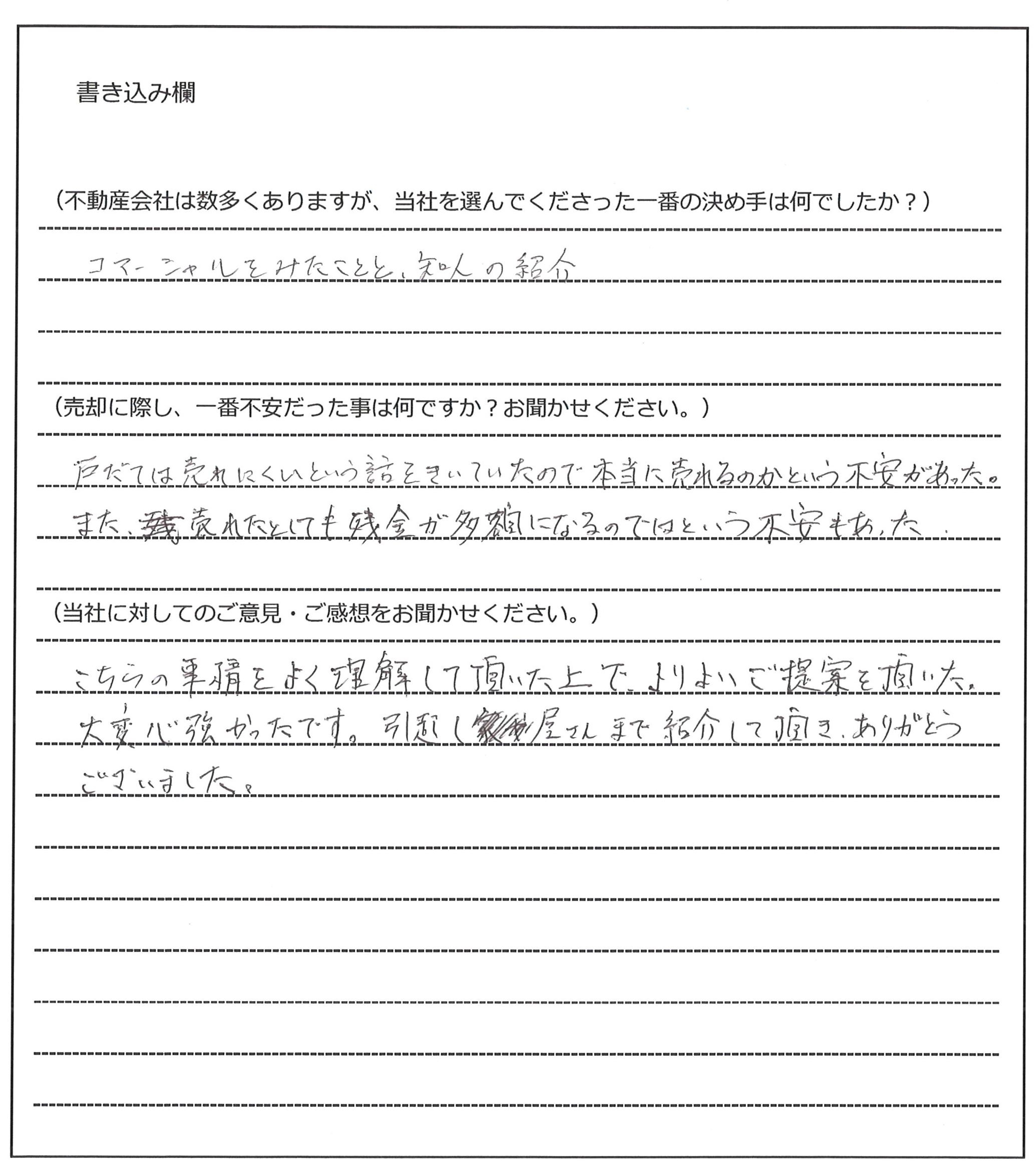 梶田 優斗様(仮名)【売却】の画像