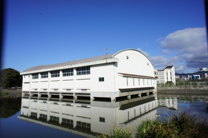 池に浮遊する体育館‥の画像1